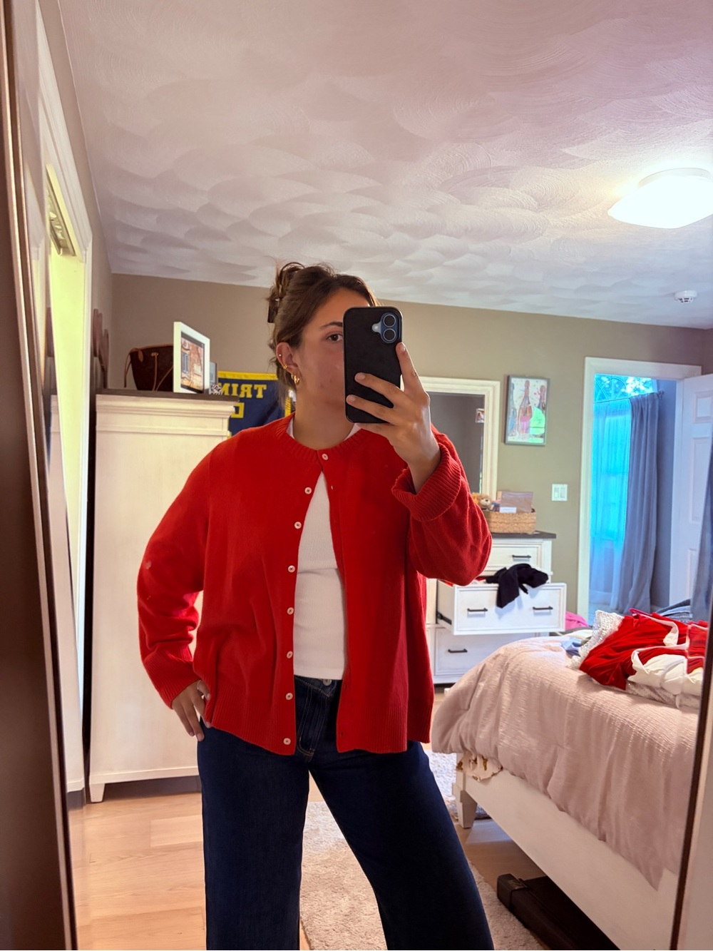 Old Navy Red Button-Up Women's Cardigan Sweater
